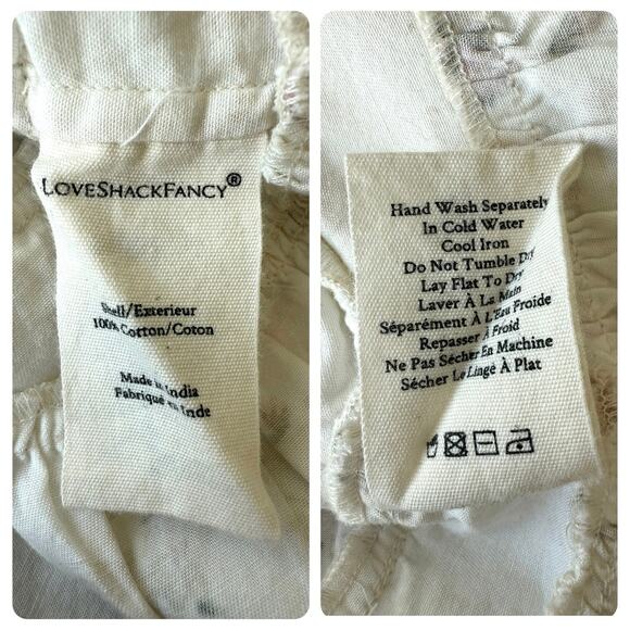 LoveShackFancy NWT Radia Smocked Cotton Cream Pink Floral Mini Dress size Large - Picture 15 of 16